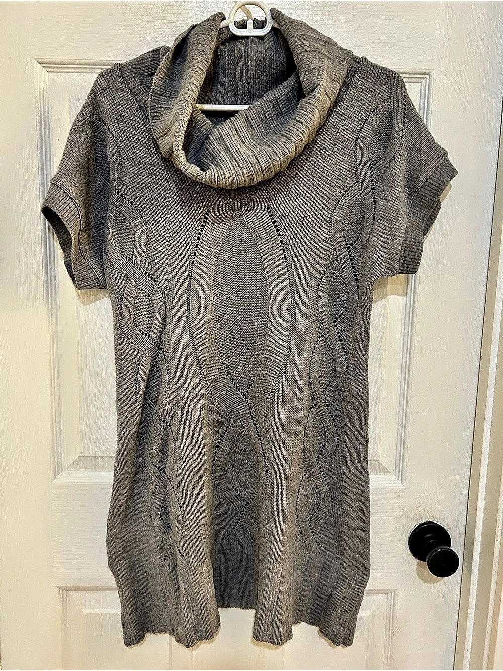 M Hera Gray Cowl Turtle Neck Knit Sweater Dress